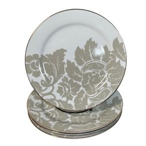 St Nicholas Square Spirit of Season Gold Rimmed Dinner Plates Set of 4 Floral